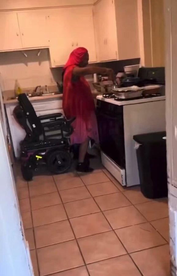 Woman Faking Disability Caught Standing In The Kitchen