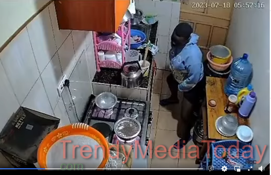 A househelp captured on CCTV urinating on a cup a day after being hired.