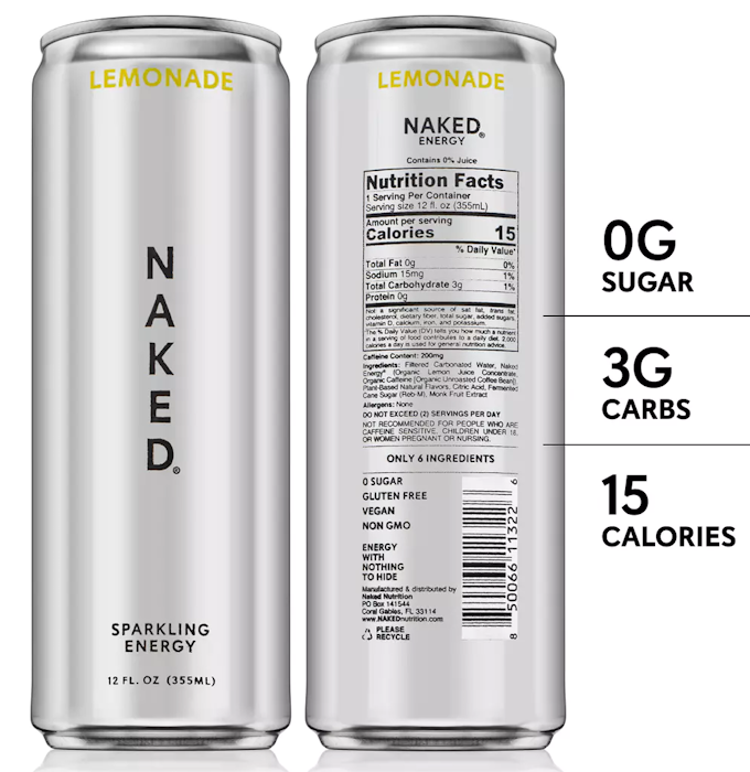 Naked Nutrition Sparkling Energy – Healthy Zero-Sugar Vegan Energy Drink